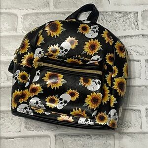 Hot Topic Sunflower and Skull Women's Bag backpack.Pre-owned. Yellow white black